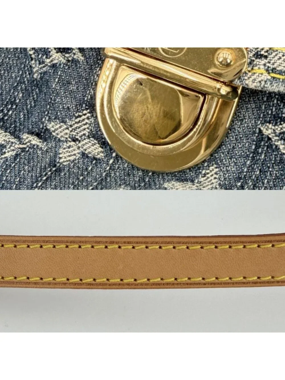 Louis Vuitton Mini Pleaty Mini Bag Monogram Denim Blue Gold